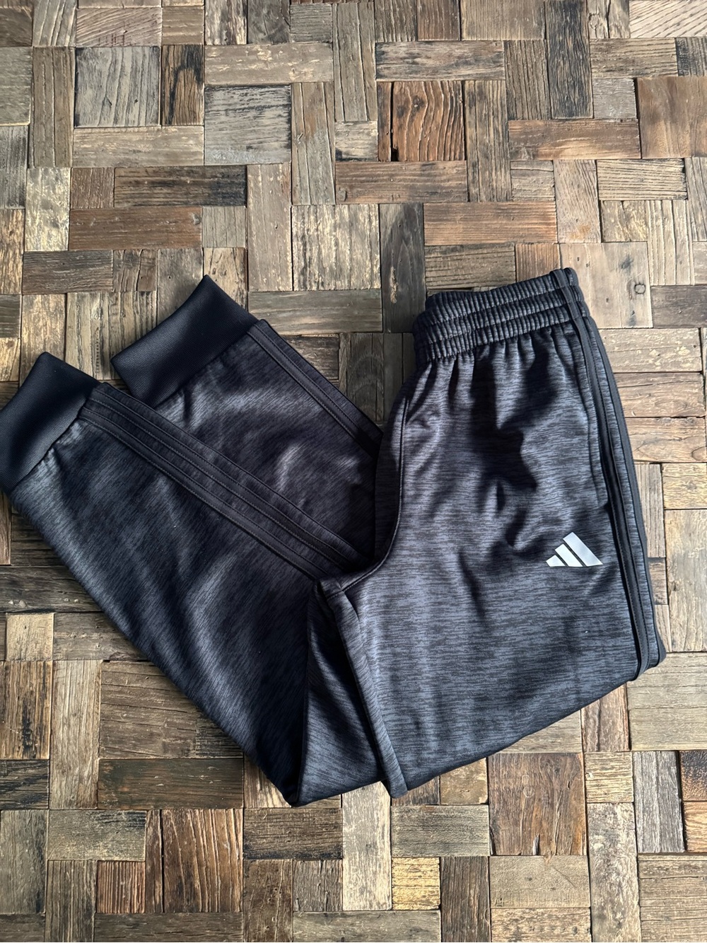 adidas Gray Fleece Track Pants - Drawstring Waist